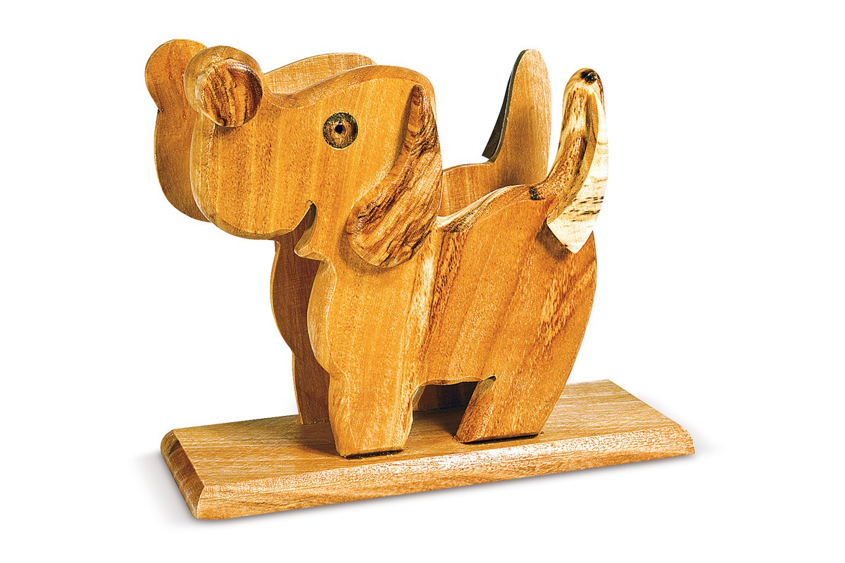 Napkin holder with dog relief 
