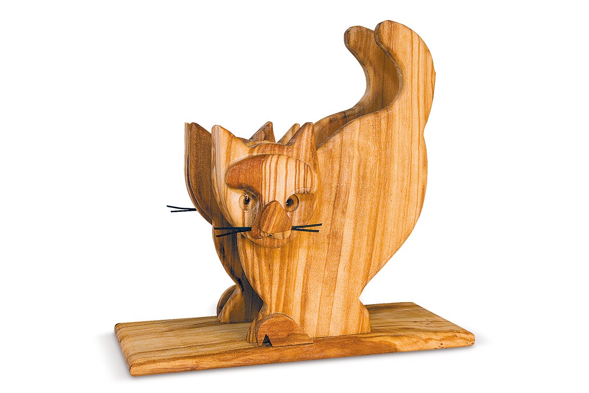 Napkin holder with cat relief 
