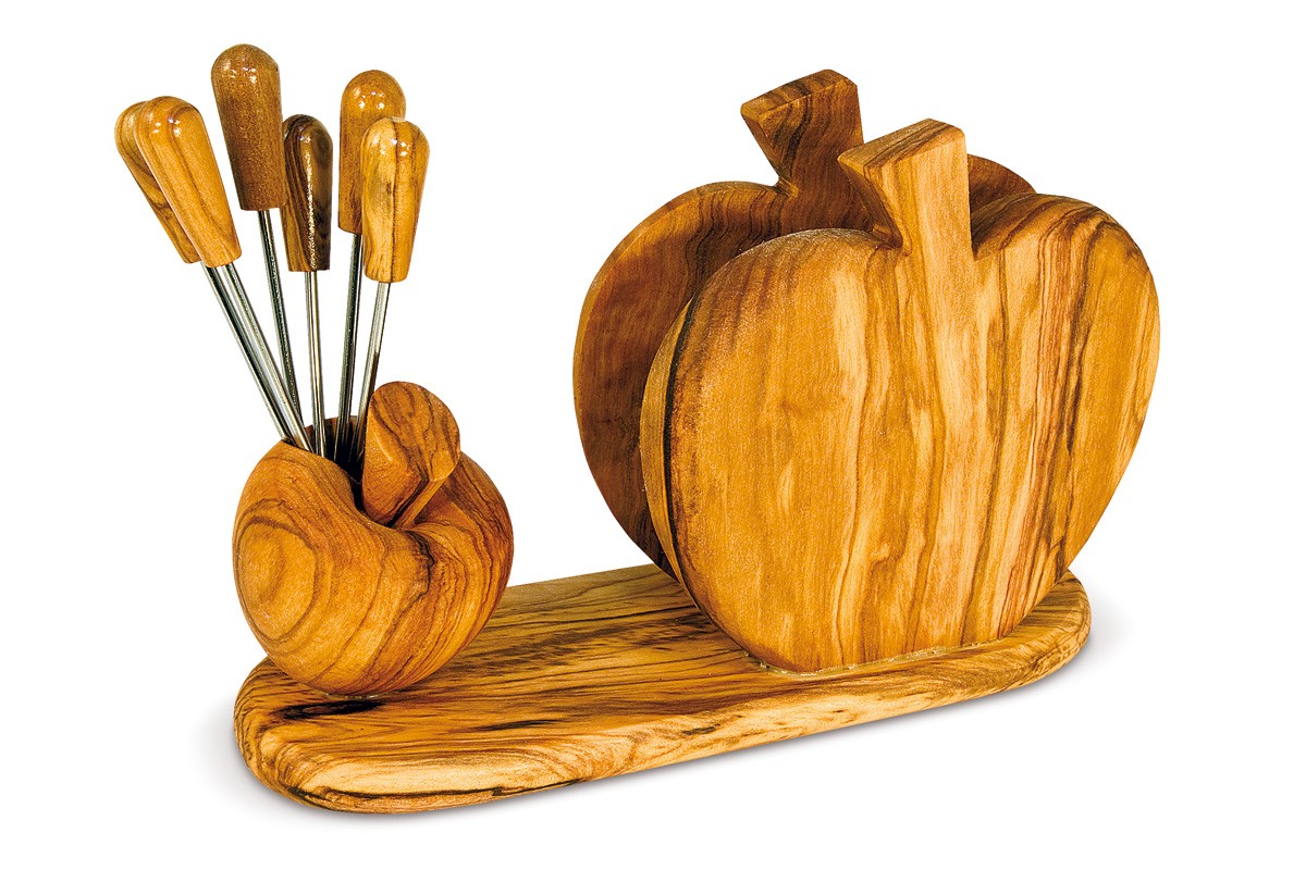 Apple napkin holder + forks 
