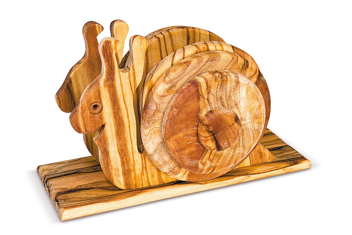 Napkin holder with snail relief 
