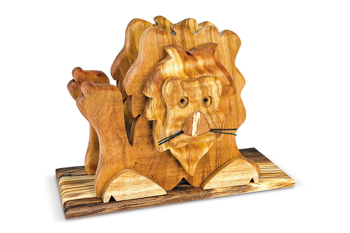 Napkin holder with lion relief 
