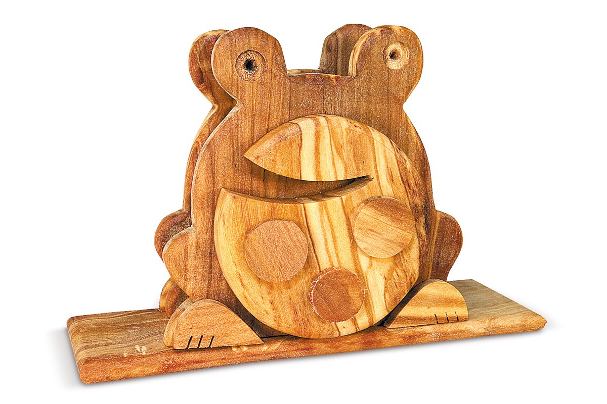 Napkin holder with frog relief 
