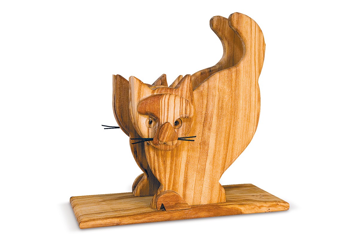 Napkin holder with cat relief 
